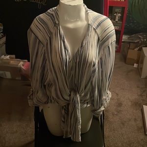 Versatile Blue Striped Blouse